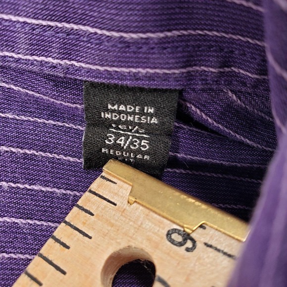 Sean John Shirt Men's 16.5 34/35 Purple Striped Vintage Button Up Long Sleeve‎ - Picture 4 of 11
